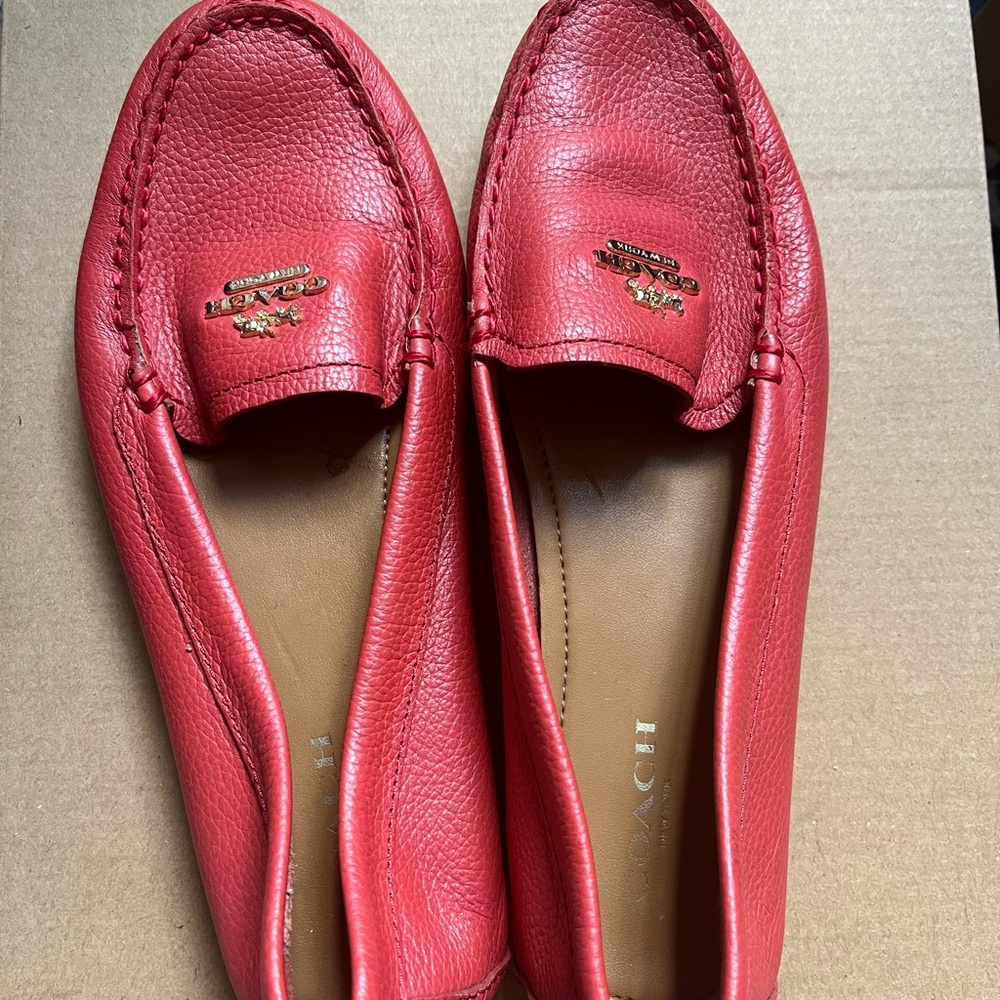 Coach Vibrant Red Leather loafer shoes